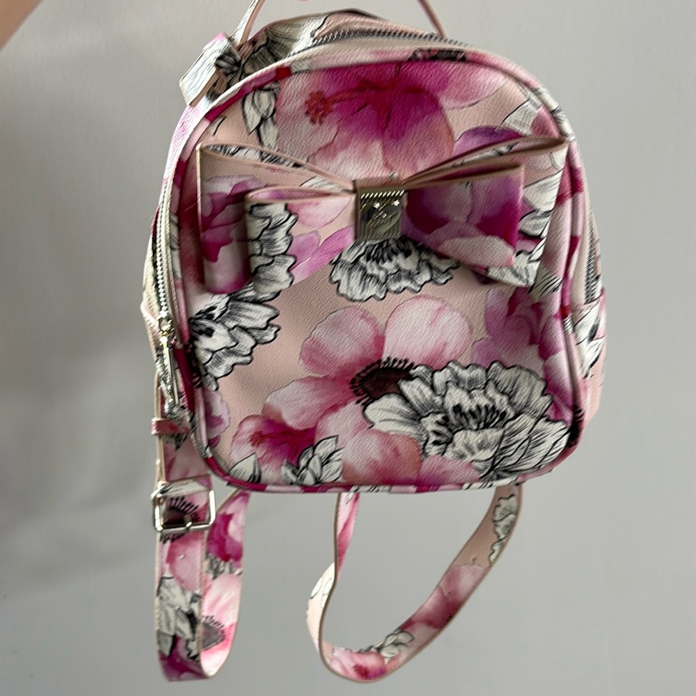 Betsey Johnson Pink Peony Floral Backpack Purse